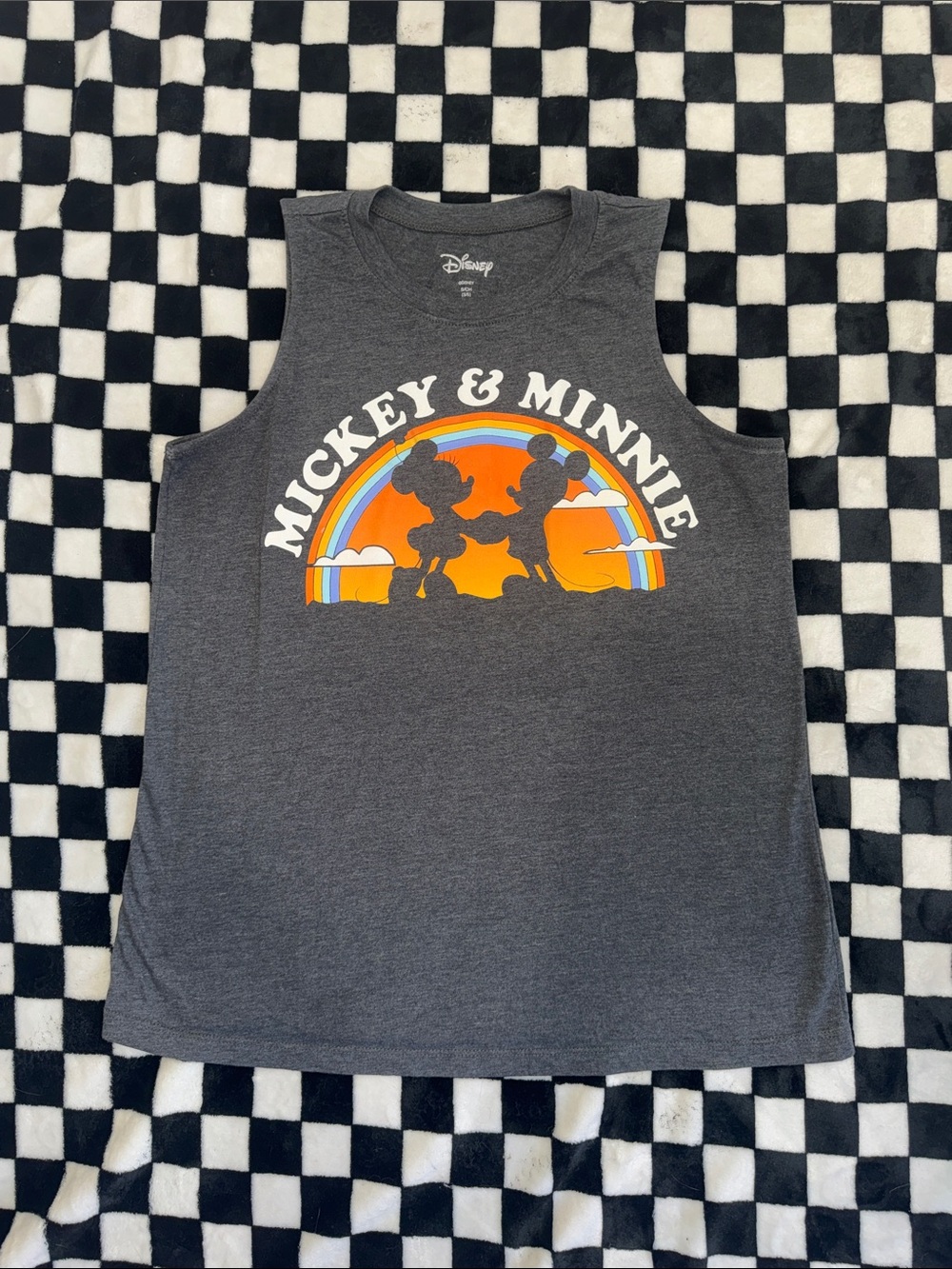 Disney Gray Mickey & Minnie Sunset Graphic Tank